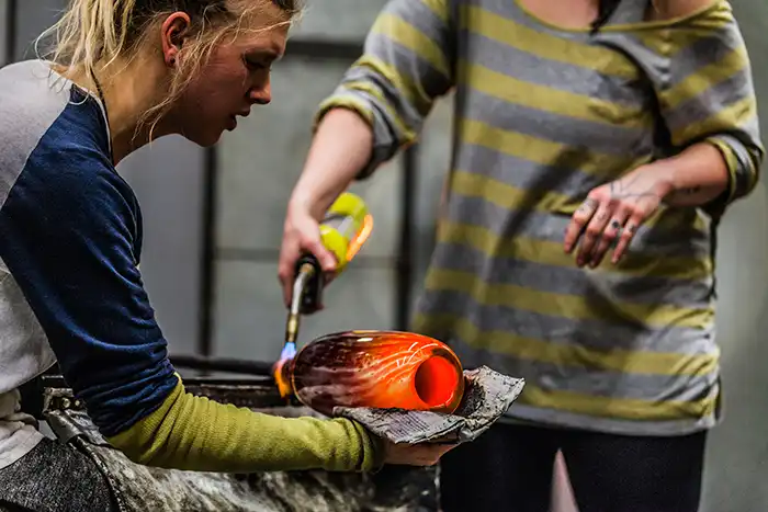 2 girls working glass