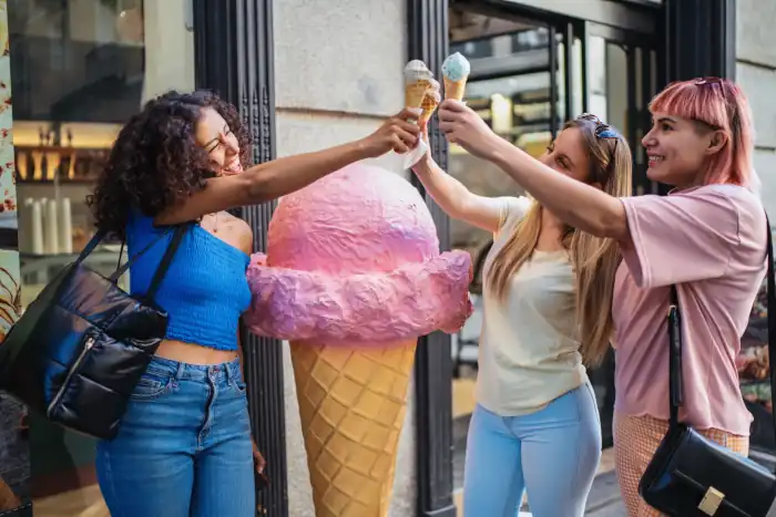 Eating gelato ice cream