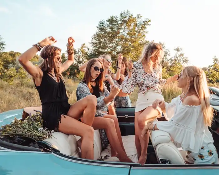 Eco fashion trends friends having fun