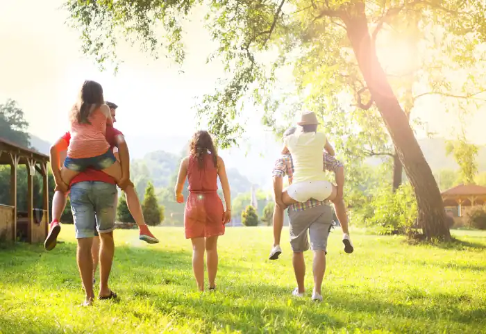 Friends having fun in the country side