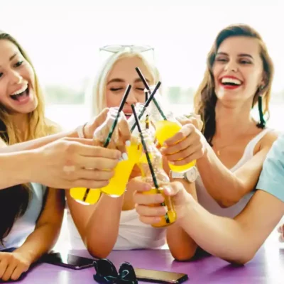 Lounge bars friends laughing drinking