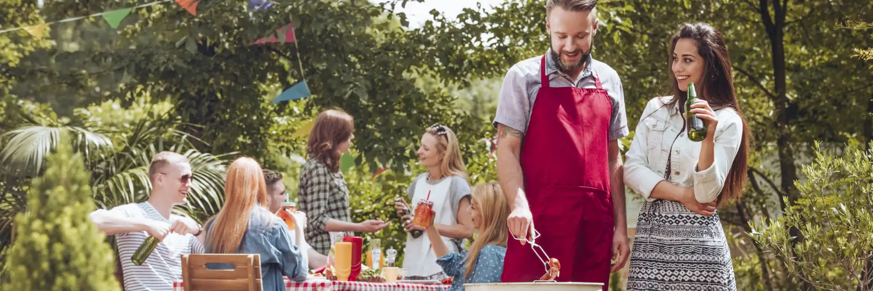 September holiday friend grilling outside