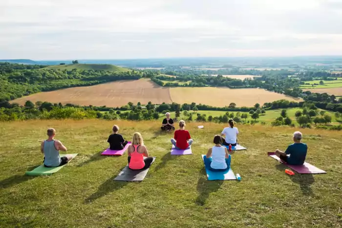 Outdoor yoga class