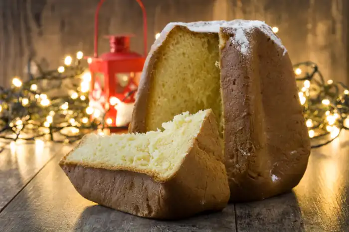 Pandoro with christmas lights