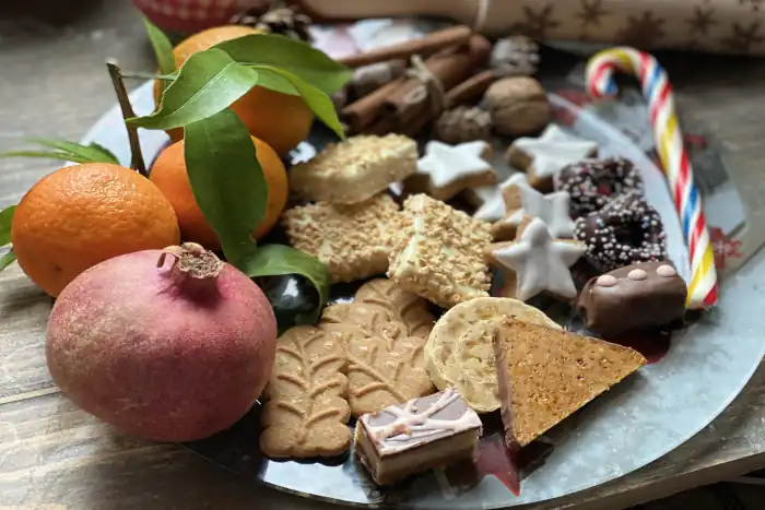fruits and sweets on a plate