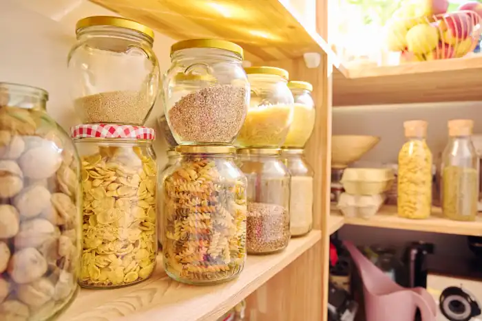 storage of food in the kitchen in pantry